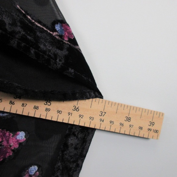 J Jill Burnout Floral Kimono Robe Women OS Black Purple Velvet Sheer Boho 274 - Picture 7 of 9